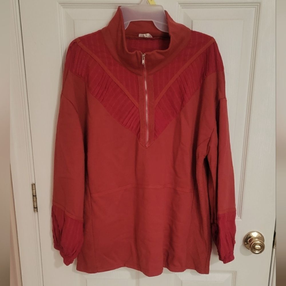 POL Red Boxy Oversized Sweatshirt with Polo Collar Size Small